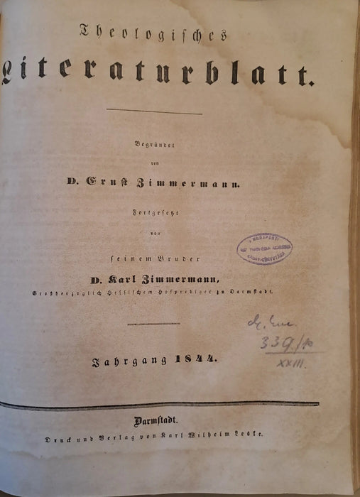 Allgemeine Kirchenzeitung - Theologisches Literaturblatt - Oskola Antikvárium