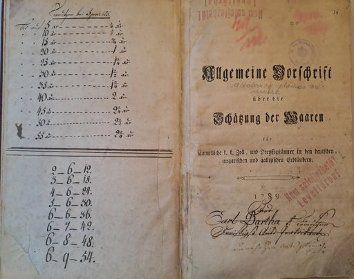 Allgemeine Vorschrift über die Schaffung der Waaren - Oskola Antikvárium