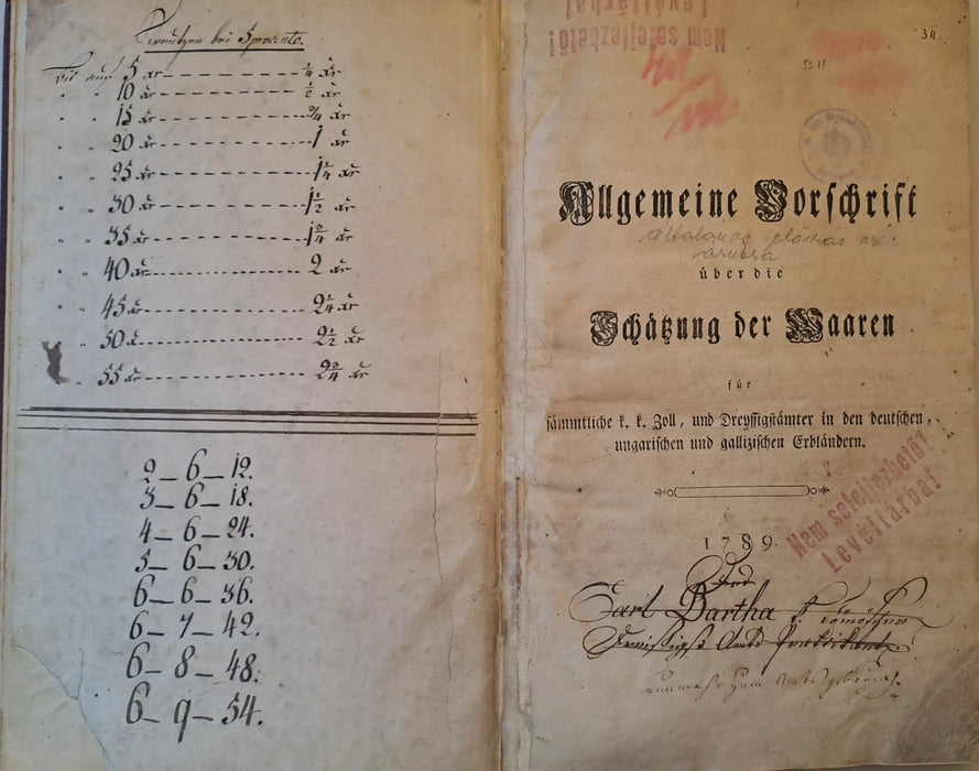 Allgemeine Vorschrift über die Schaffung der Waaren - Oskola Antikvárium