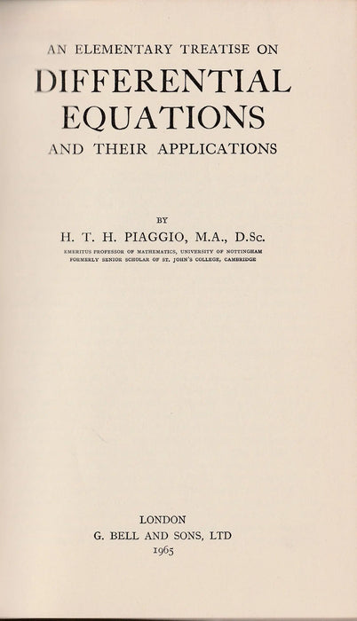 An Elementary Treatise on Differential Equations and Their Applications - Oskola Antikvárium