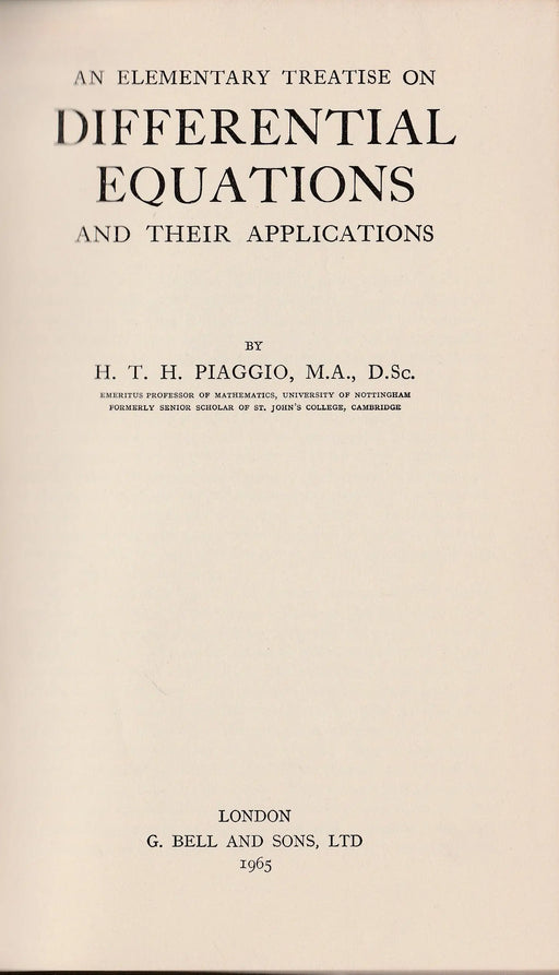 An Elementary Treatise on Differential Equations and Their Applications - Oskola Antikvárium