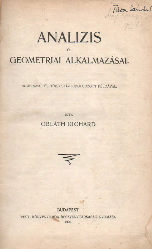 Analízis és geometriai alkalmazásai - Oskola Antikvárium