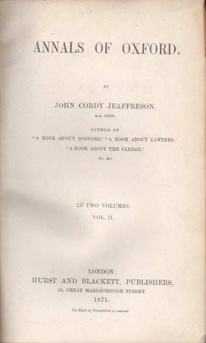 Annals of Oxford II. - Oskola Antikvárium