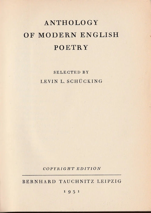 Anthology of Modern English Poetry - Oskola Antikvárium