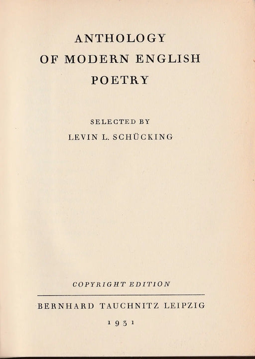 Anthology of Modern English Poetry - Oskola Antikvárium