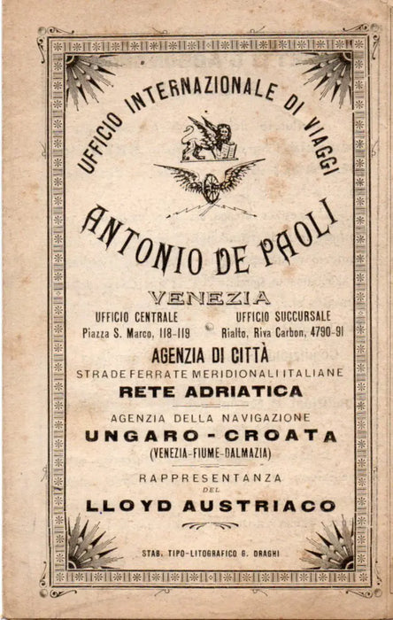 Antonio de Paoli Uffizio Internazionale di Viaggi, Venezia - Oskola Antikvárium