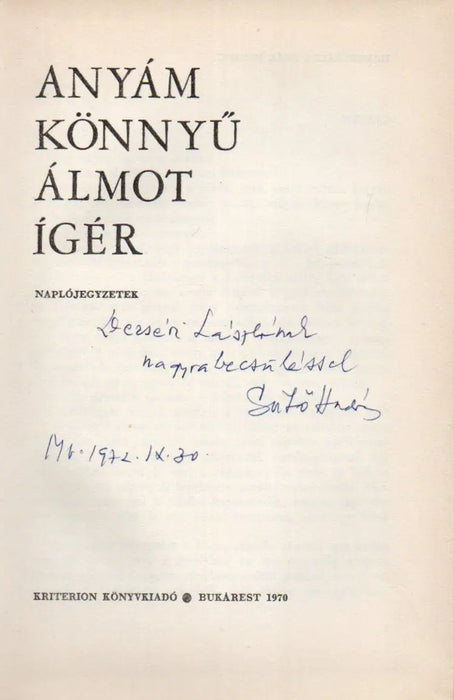 Anyám könnyű álmot ígér - Oskola Antikvárium