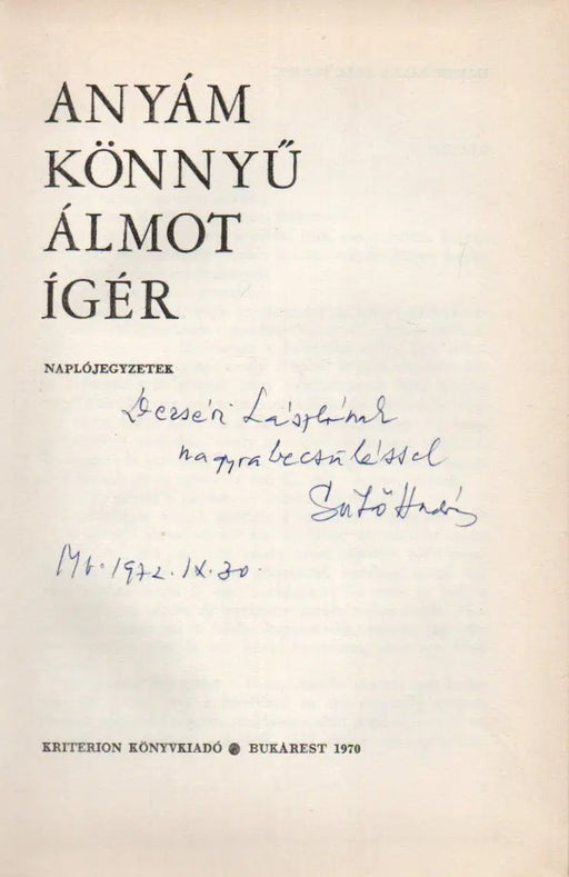 Anyám könnyű álmot ígér - Oskola Antikvárium