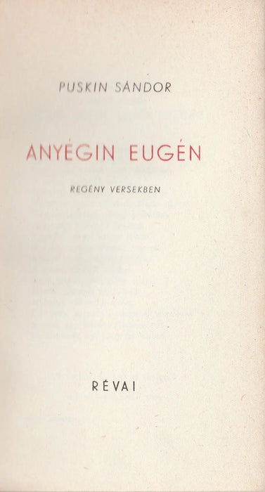 Anyégin Eugén - Oskola Antikvárium