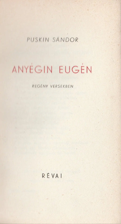 Anyégin Eugén - Oskola Antikvárium