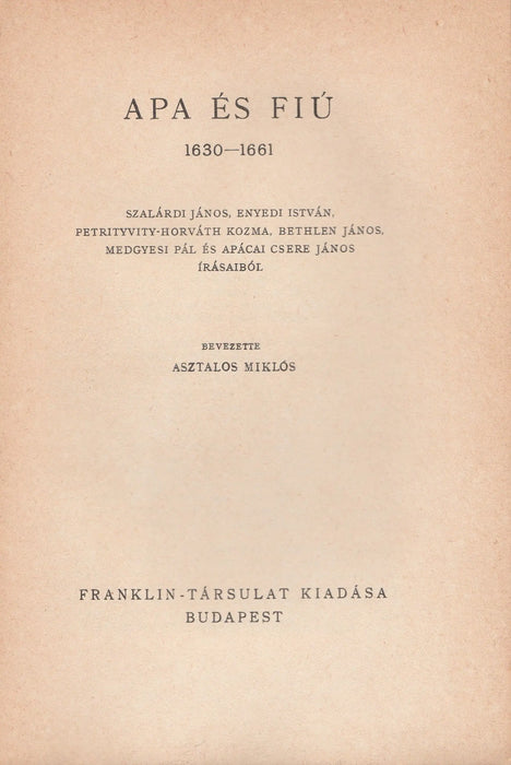 Apa és fiú - 1630 - 1661 - Oskola Antikvárium