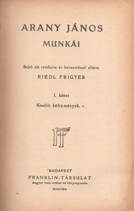 Arany János munkái I - VI. - Oskola Antikvárium