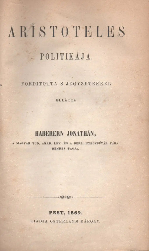 Aristoteles politikája - Oskola Antikvárium
