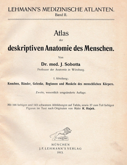 Atlas der deskriptiven Anatomie des Menschen - Lehmann's Medizinische Atlanten II. - Oskola Antikvárium