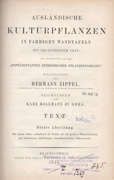 Ausländische Kulturpflanzen in farbigen Wandtafeln - Text I - III. - Oskola Antikvárium
