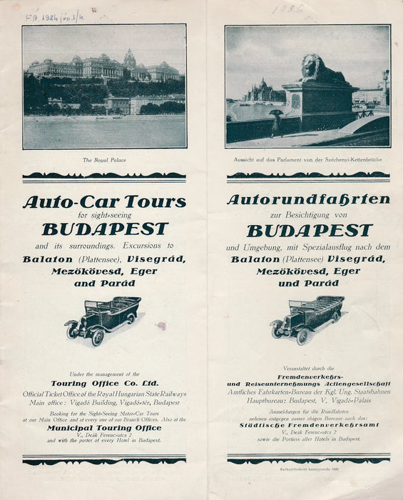 Auto - Car Tours for Sight - Seeing Budapest - Autorundfahrten zur Besichtigung von Budapest - Oskola Antikvárium