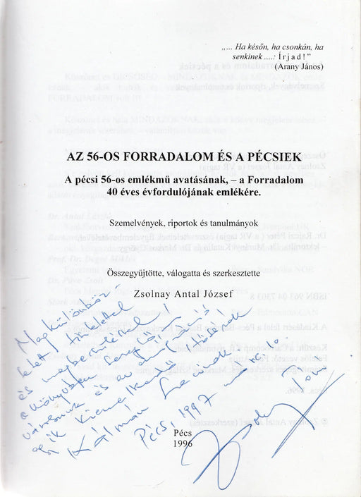 Az 56 - os forradalom és a pécsiek - Oskola Antikvárium