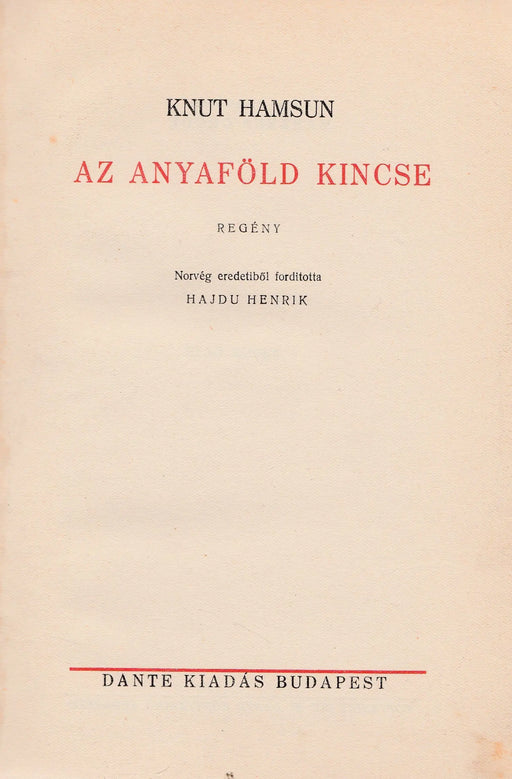 Az anyaföld kincse - Oskola Antikvárium