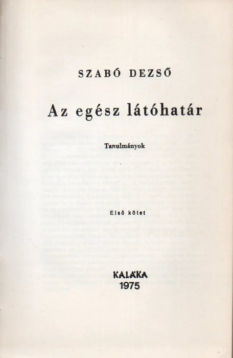 Az egész látóhatár I. - Oskola Antikvárium