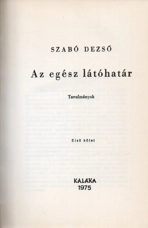 Az egész látóhatár I. - Oskola Antikvárium