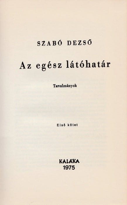 Az egész látóhatár I. - Oskola Antikvárium
