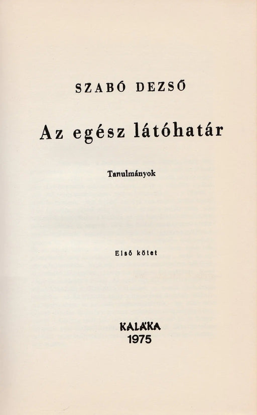Az egész látóhatár I. - Oskola Antikvárium