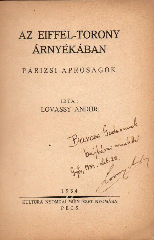 Az Eiffel - torony árnyékában - Oskola Antikvárium