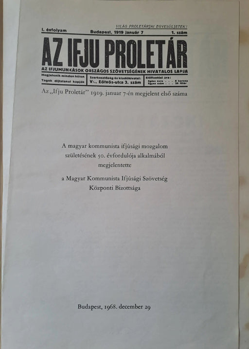 Az ifju proletár 1919. január 7. - Oskola Antikvárium