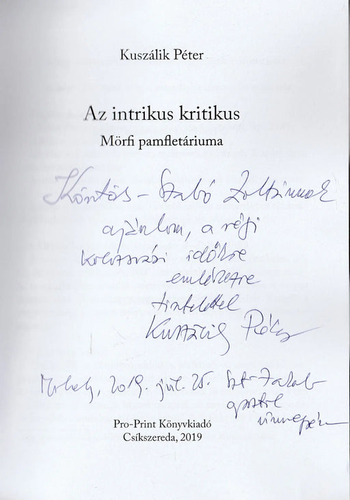 Az intrikus kritikus - Oskola Antikvárium