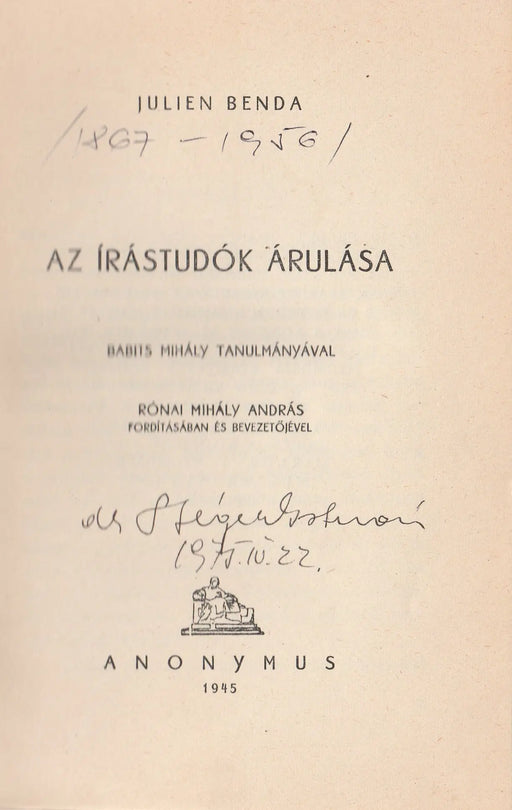 Az írástudók árulása - Oskola Antikvárium