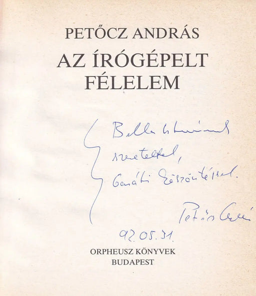 Az írógépelt félelem - Oskola Antikvárium