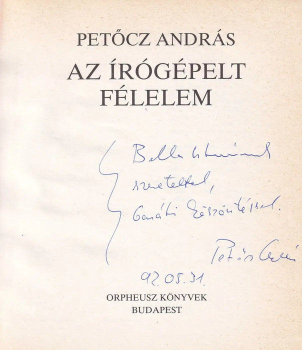 Az írógépelt félelem - Oskola Antikvárium