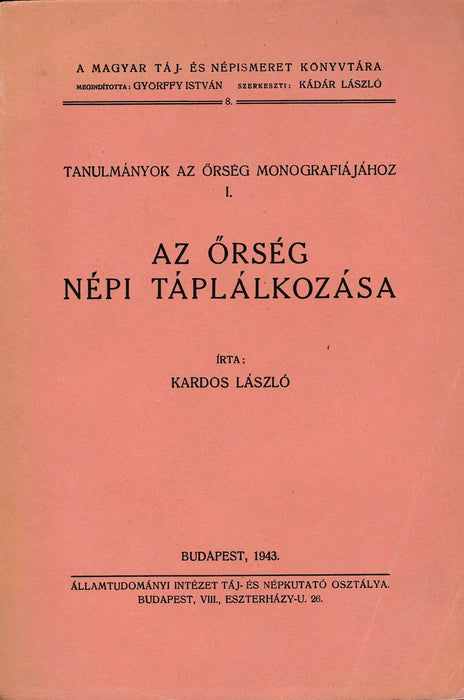Az Őrség népi táplálkozása - Oskola Antikvárium
