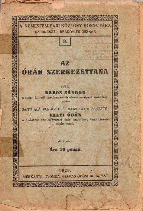 Az órák szerkezettana - Oskola Antikvárium
