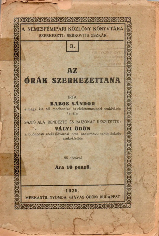 Az órák szerkezettana - Oskola Antikvárium