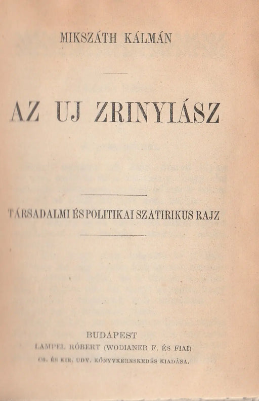 Az uj Zrinyiász - Oskola Antikvárium