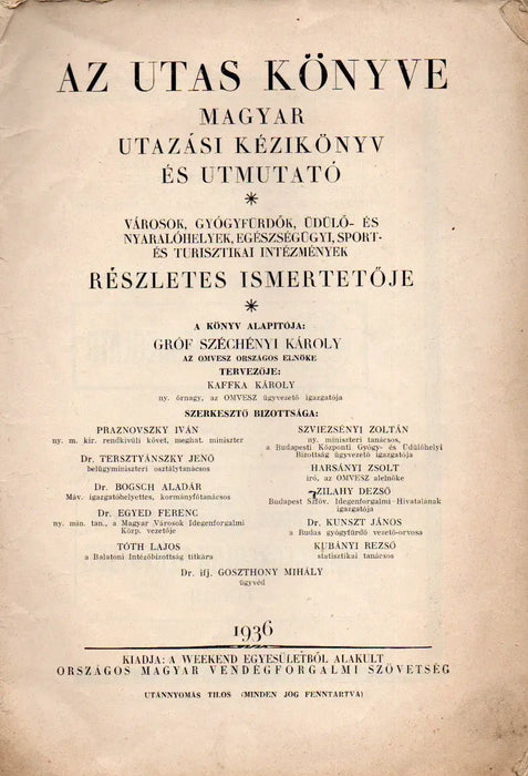 Az utas könyve - Tolna vármegye - Heves vármegye - Zemplén vármegye - Oskola Antikvárium