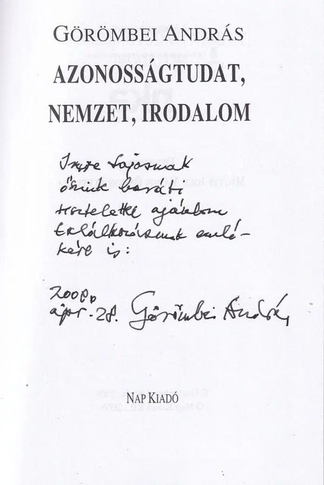 Azonosságtudat, nemzet, irodalom - Oskola Antikvárium