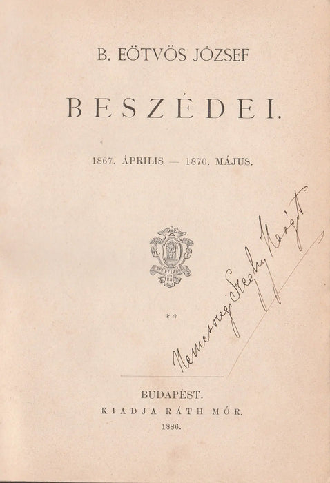 B. Eötvös József beszédei - Oskola Antikvárium