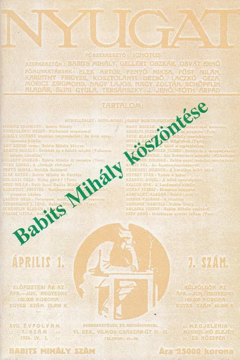 Babits Mihály köszöntése - Oskola Antikvárium