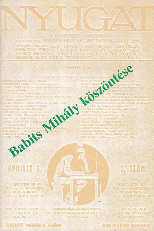 Babits Mihály köszöntése - Oskola Antikvárium
