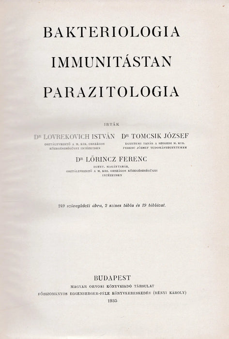 Bakteriologia, immunitástan, parazitologia - Oskola Antikvárium