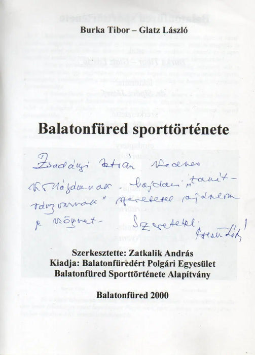 Balatonfüred sporttörténete - Oskola Antikvárium