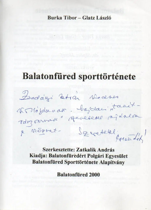 Balatonfüred sporttörténete - Oskola Antikvárium