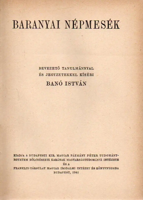 Baranyai népmesék - Oskola Antikvárium
