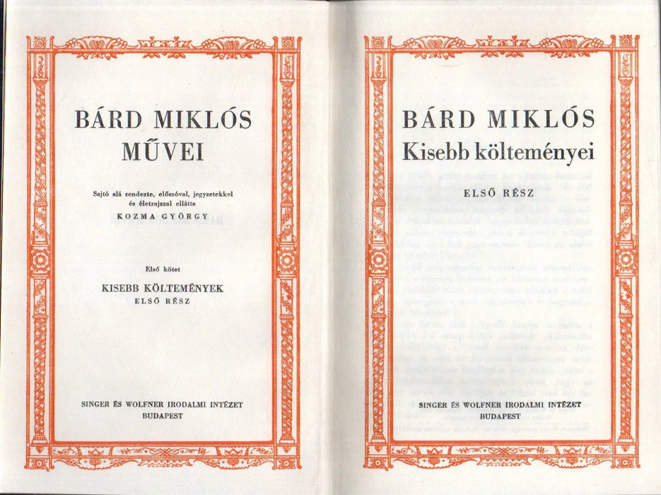 Bárd Miklós művei I - VI. - Oskola Antikvárium