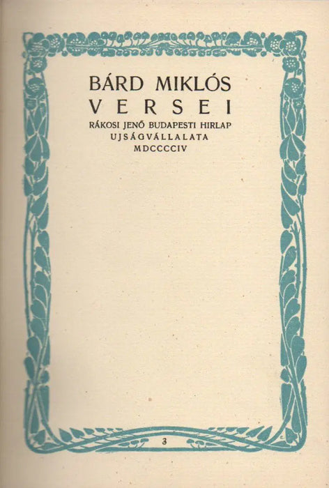 Bárd Miklós versei - Oskola Antikvárium