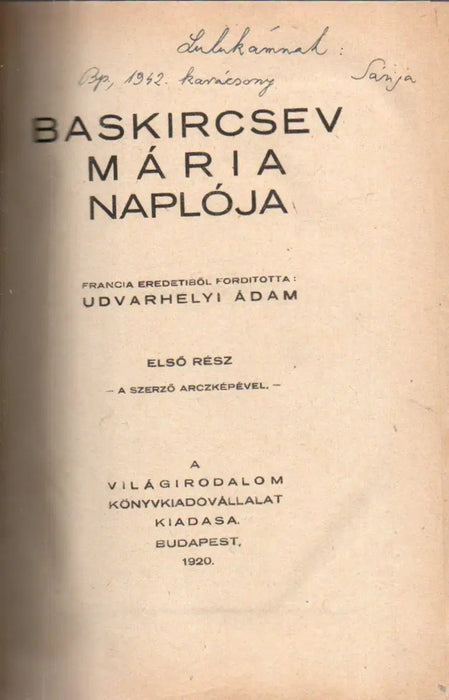 Baskircsev Mária naplója I - II. - Oskola Antikvárium