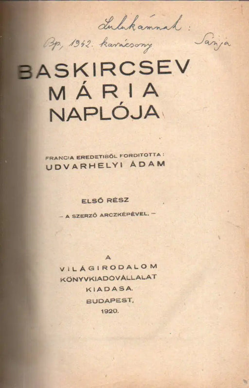 Baskircsev Mária naplója I - II. - Oskola Antikvárium