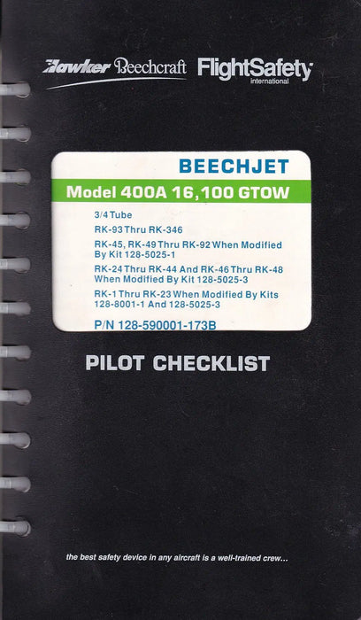 BEECHJET Model 400A 16, 100 GTOW Pilot Cheklist - Oskola Antikvárium